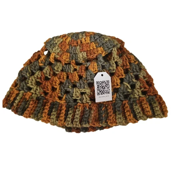 Handmade Granny Square Crochet Beanie Fall Multicolor Ribbed  display picture 3